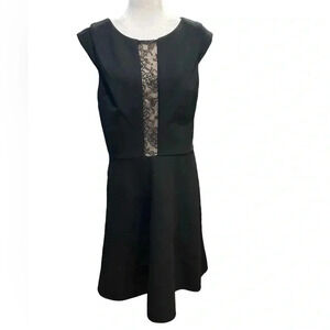 Betsey Johnson Tiered Black Dress Floral Pattern Lace Size 12